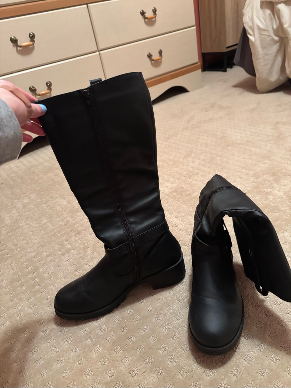 Classic Black Knee-High Riding Boots - Women